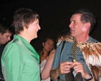 Prime Minister Helen Clark and photographer John Miller at the exhibition opening